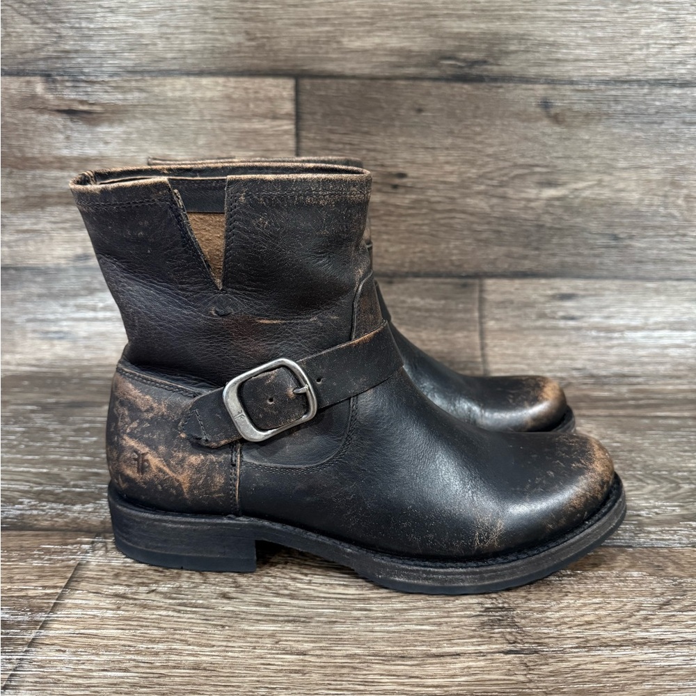 NEW w/o Box FRYE VERONICA FLEX BOOTIE IN DISTRESSED ANTIQUE BLACK SIZE 8 #3 - Picture 2 of 8